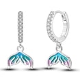 thumbnail image 1 of NARMO Original 925 Sterling Silver Hoop Earrings Sparkling Ocean Tail Cubic Zirconia for Women Jewelry, 1 of 5