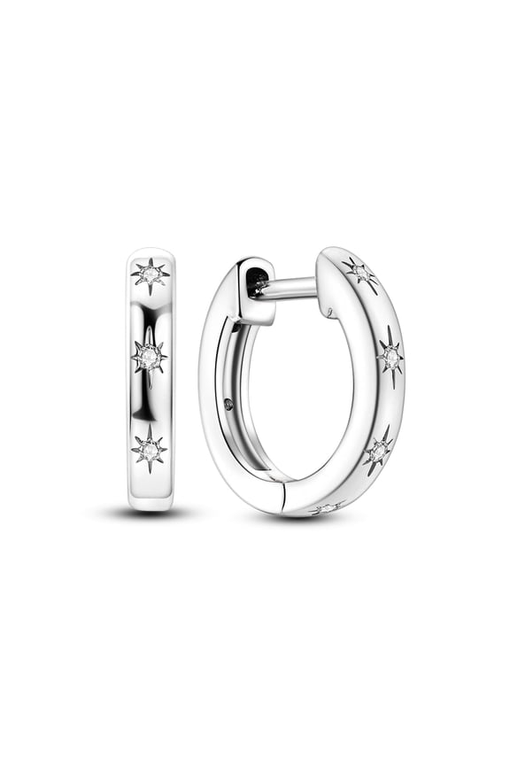 Original 925 Sterling Silver Minimalist Starry Light Hoop Earrings 5A Zircon for Women Jewelry Making