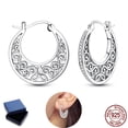 thumbnail image 1 of NARMO 925 Sterling Silver Retro Patterns Huggie Hoop Earrings for Women, Hypoallergenic Sparkling 5A Zircon Jewelry Gifts with Box, 1 of 7
