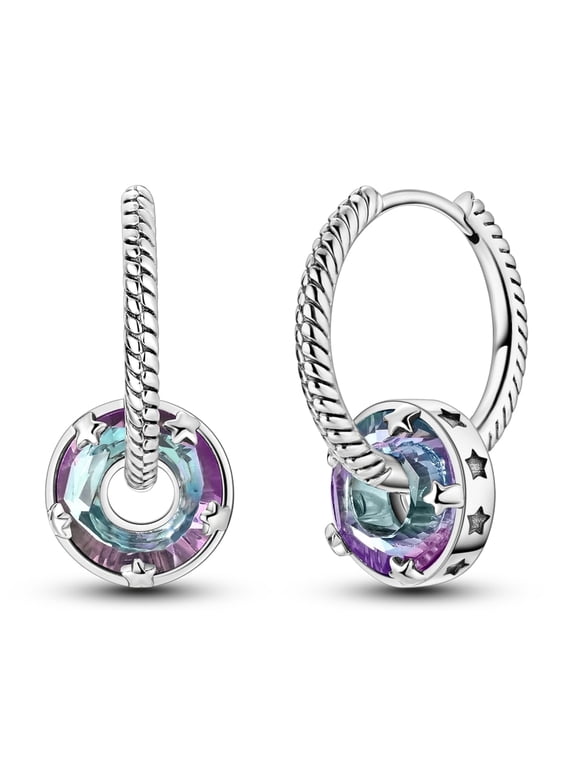 Original 925 Sterling Silver Sparkling Starlight Crystal Snake Bone Hoop Earrings for Women Jewelry Gift with Box
