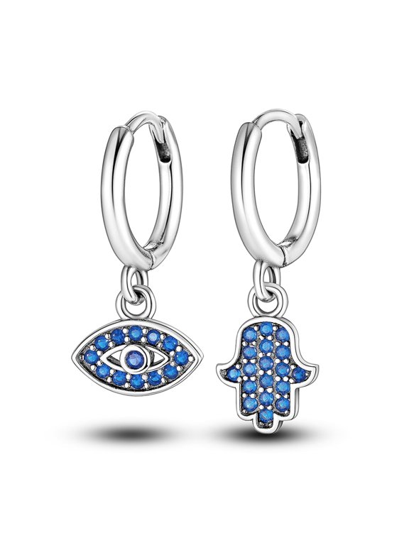 Original Devil's Eye Silver Hoop Earrings AAA CZ for Women Jewelry Gift