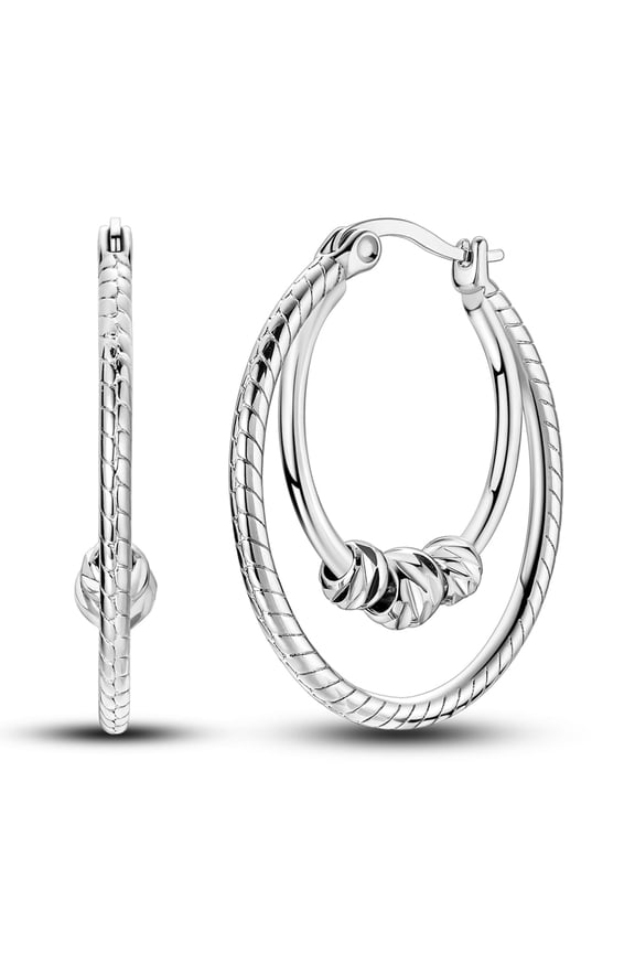 Original Snake Bone Circle 925 Sterling Silver Large Hoop Earrings Women Jewelry