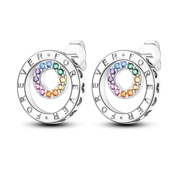 NARMO Original Women Forever Double Ring 925 Sterling Silver Stud Earrings 5A Zircon Jewelry Gift