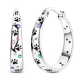 thumbnail image 1 of NARMO Silver Cute Enamel Pawprint 22mm Hoop Huggie Earrings, Colorful Cubic Zirconia Hypoallergenic Women's Jewelry Birthday Christmas Gift for Her with Box, 1 of 7