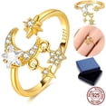 thumbnail image 1 of NARMO Silver Stackable Open Band Ring AAA CZ Star Moon Tassel Jewelry Gift for Her, 1 of 8