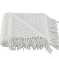 thumbnail image 1 of NARNIAR Solid White Jacquard Textured Decorative Throw with Fringes 50x60", 1 of 4