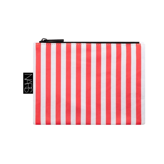 NARS COSMETICS ORANGE & WHITE STRIPPED CANVAS MAKEUP BAG