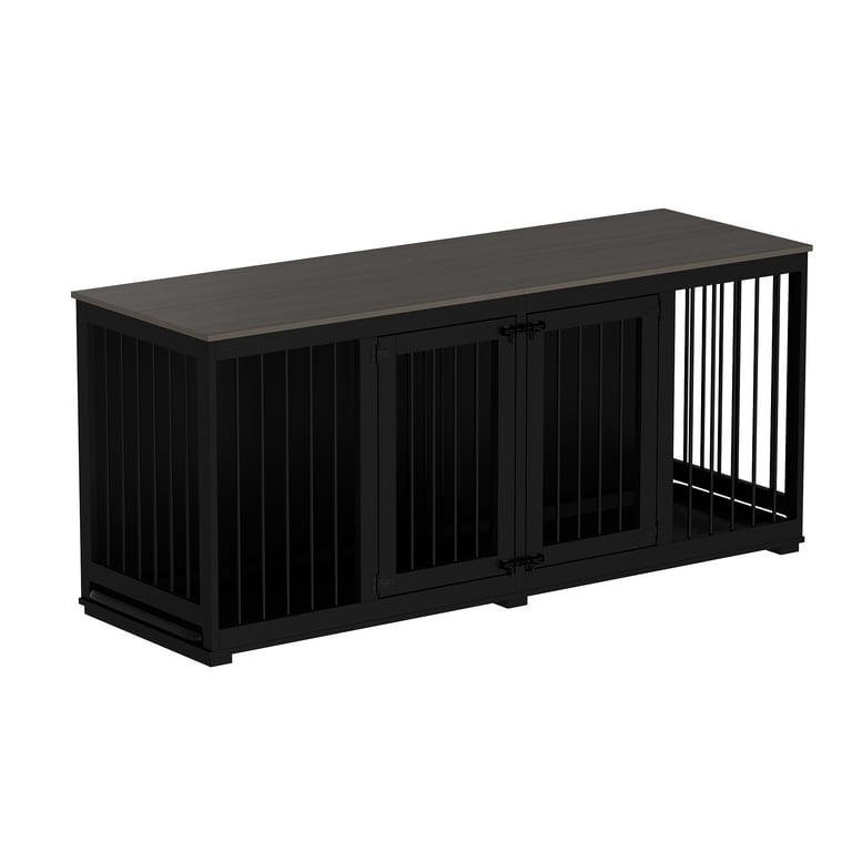 Black wood dog crate hotsell