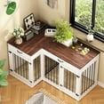 thumbnail image 1 of NARTRU Large Corner Dog Crate Furniture with Drawers, Wooden L Shaped Heavty Duty Dog Kennel Furniture with Divider, 1 of 8