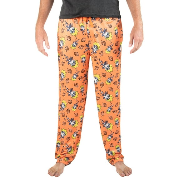 NARUTO Anime Chibi Character AOP Orange Mens Sleep Pajama Pants-L