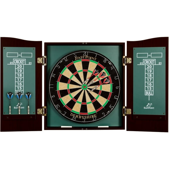 NARWHAL Derbyshire 18 in. Bristle Dartboard & 20.5 in. Cabinet Set