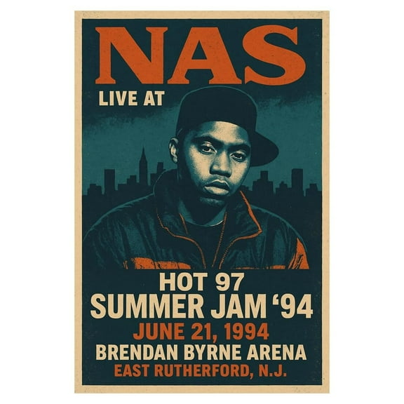 NAS Poster, Live at Summer Jam, 1994, New Jersey, Art Print 1218inch unframed