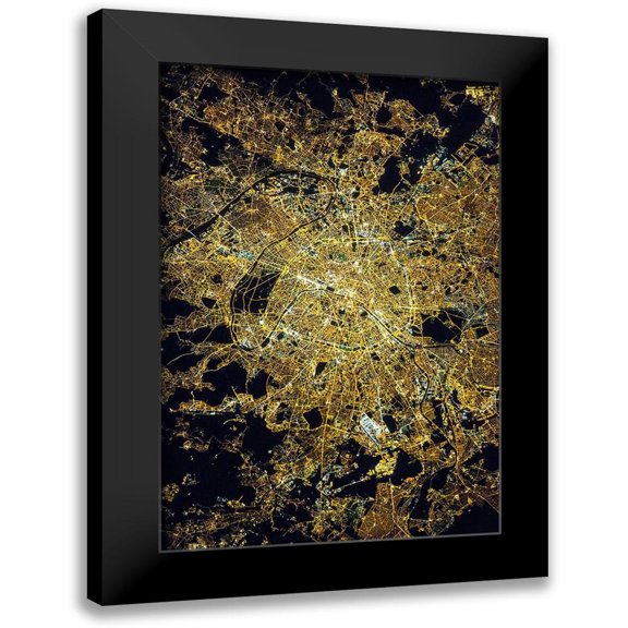 NASA 11x14 Black Modern Framed Museum Art Print Titled - Paris at Night