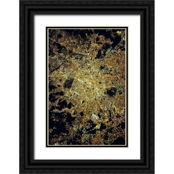 NASA 11x14 Black Ornate Wood Framed with Double Matting Museum Art Print Titled - Paris at Night