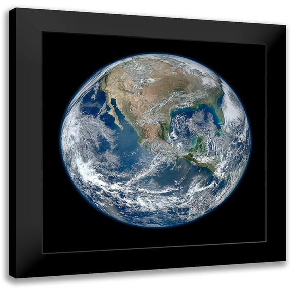 NASA 12x12 Black Modern Framed Museum Art Print Titled - Blue Marble 2012