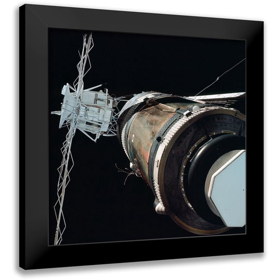 NASA 12x12 Black Modern Framed Museum Art Print Titled - Skylab 1 Orbital Workshop, Viewed from Skylab 2 Command Module, 1973