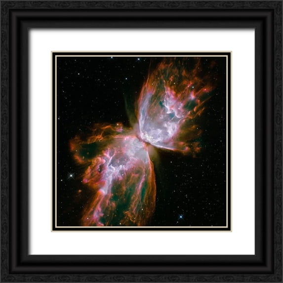 NASA 12x12 Black Ornate Wood Framed with Double Matting Museum Art Print Titled - Butterfly Nebula (square)