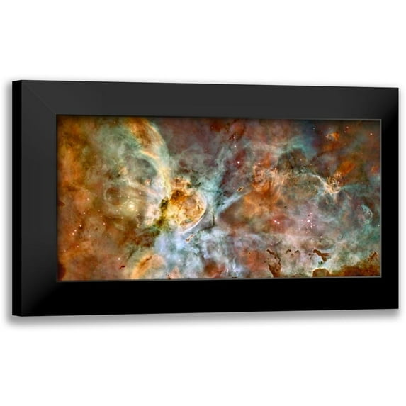 NASA 14x9 Black Modern Framed Museum Art Print Titled - Carina Nebula Wide View