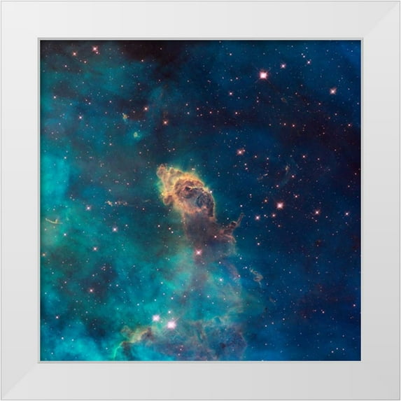 NASA 15x15 White Modern Wood Framed Museum Art Print Titled - Jet in Carina - WFC3 UVIS Full Field