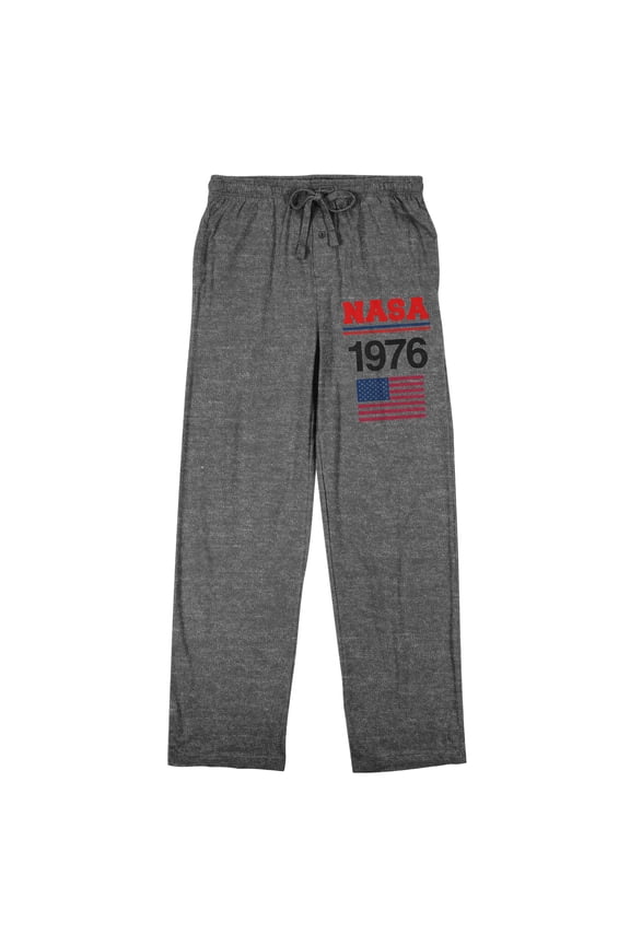 NASA 1976 Men's Heather Gray Drawstring Sleep Pants-XL