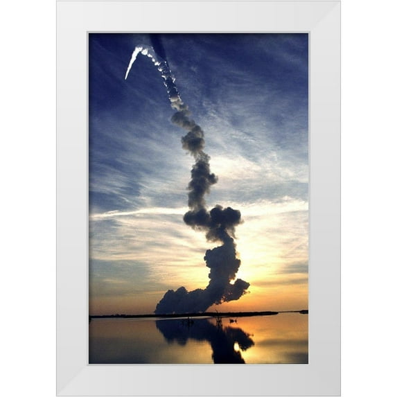 NASA 23x32 White Modern Wood Framed Museum Art Print Titled - Discovery Launch 1999