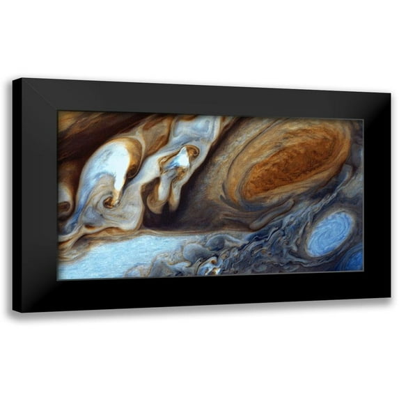 NASA 24x15 Black Modern Framed Museum Art Print Titled - Jupiters Great Red Spot