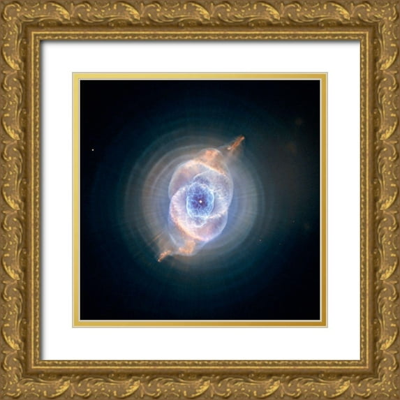 NASA 26x26 Gold Ornate Wood Framed with Double Matting Museum Art Print Titled - Cats Eye Nebula, NGC 6543, May 4 2002