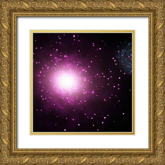 NASA 26x26 Gold Ornate Wood Framed with Double Matting Museum Art Print Titled - M60-UCD1 - Ultra-Compact Dwarf Galaxy
