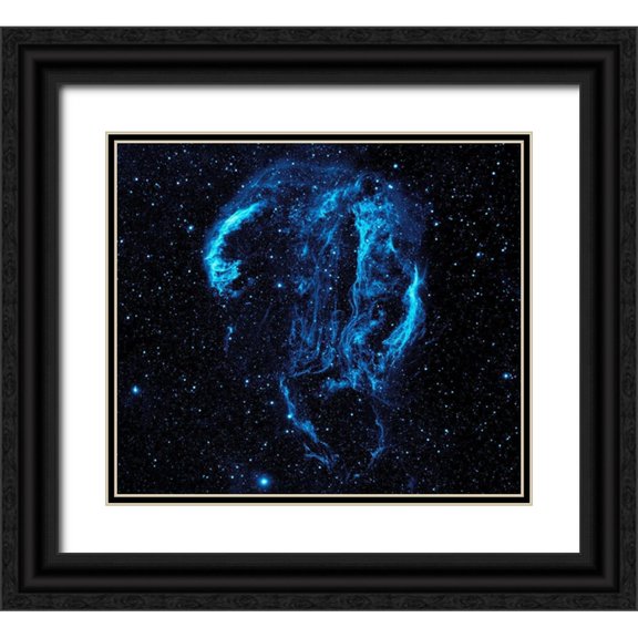 NASA 29x26 Black Ornate Wood Framed with Double Matting Museum Art Print Titled - Ultraviolet image of the Cygnus Loop Nebula