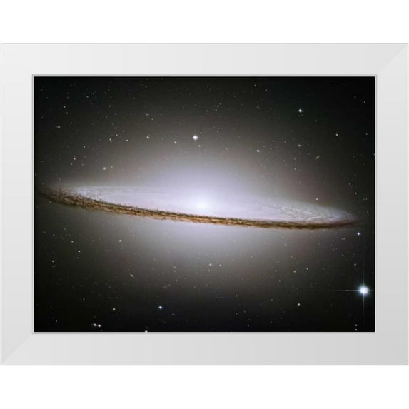 NASA 32x25 White Modern Wood Framed Museum Art Print Titled - M104 - The Sombrero Galaxy - Visible Light