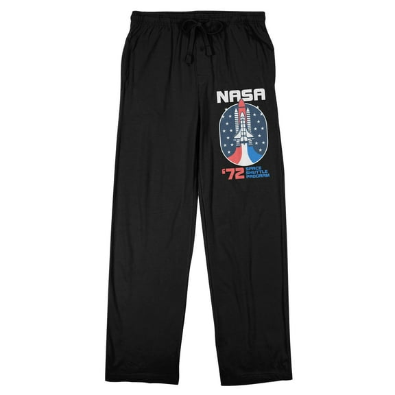 NASA '72 Shuttle Program Men's Black Drawstring Sleep Pants-Medium