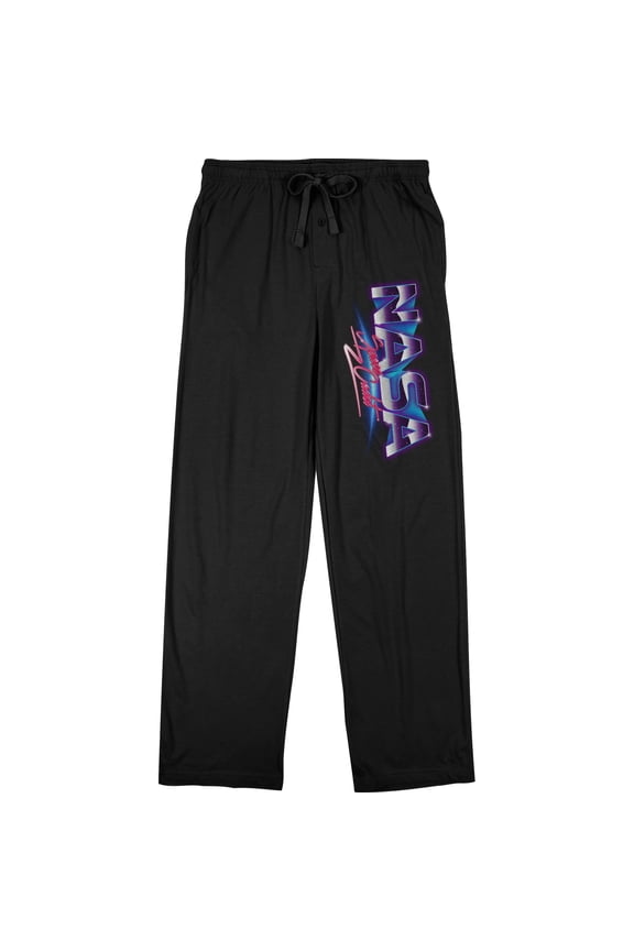 NASA 80s Space Cadet Men's Black Drawstring Sleep Pajama Pants -Large
