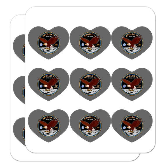 NASA Apollo 11 50th Anniversary Patch with Eagle on The Moon Heart Shaped Planner Calendar Scrapbook Craft Stickers