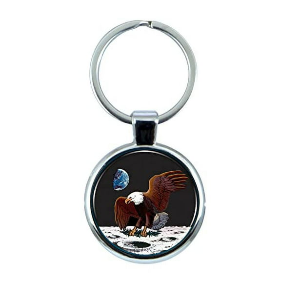 NASA Apollo 11 Keychain with Epoxy Dome and Metal Keyring