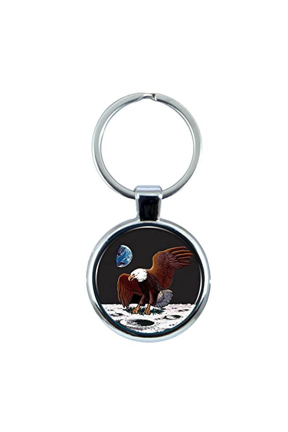 NASA Apollo 11 Keychain with Epoxy Dome and Metal Keyring