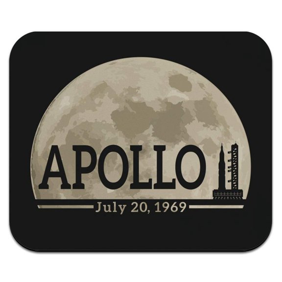 NASA Apollo 11 Moon with Saturn V Rocket and Launchpad Low Profile Thin Mouse Pad Mousepad