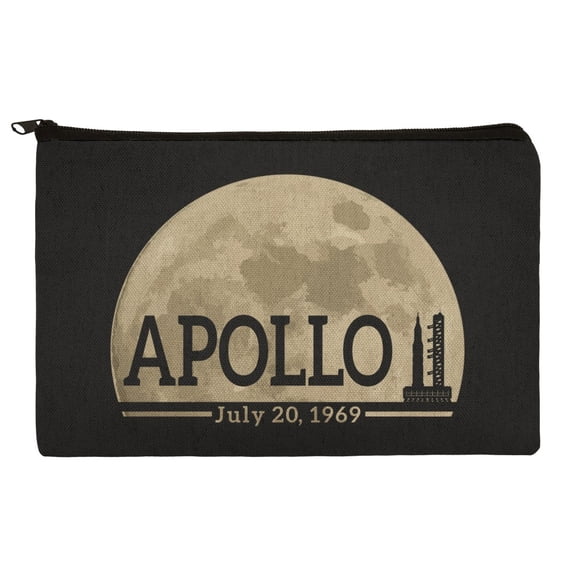 NASA Apollo 11 Moon with Saturn V Rocket and Launchpad Pencil Pen Organizer Zipper Pouch Case