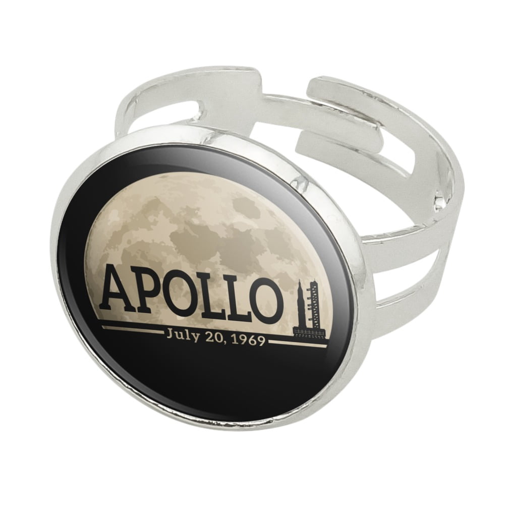 NASA Apollo 11 Moon with Saturn V Rocket and Launchpad Silver Plated ...