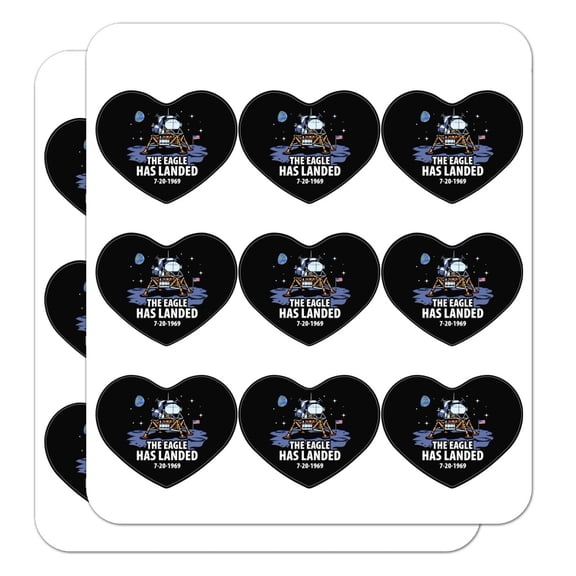 NASA Apollo 11 The Eagle Has Landed Moon Landing 2" Heart Shaped Planner Calendar Scrapbook Craft Opaque Stickers