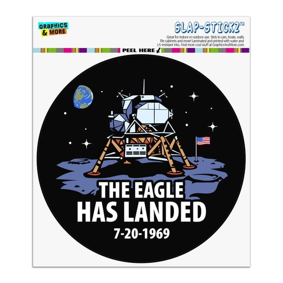 NASA Apollo 11 The Eagle Has Landed Moon Landing Automotive Car Window Locker Circle Bumper Sticker