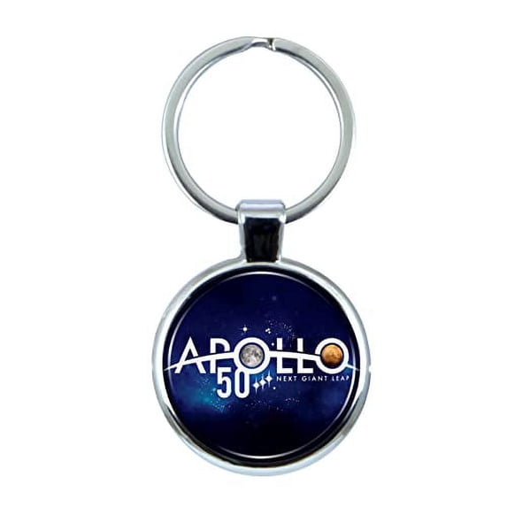 NASA Apollo 50 Year Anniversary Keychain with Epoxy Dome and Metal Keyring