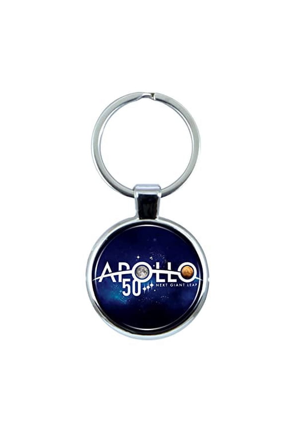 NASA Apollo 50 Year Anniversary Keychain with Epoxy Dome and Metal Keyring