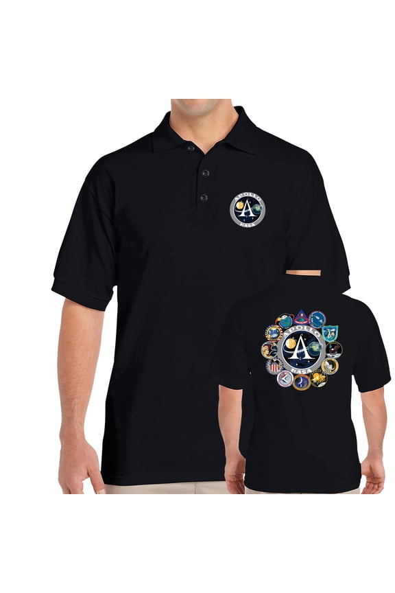 NASA Apollo Mission Logos Adult Double Sided Polo-5XL
