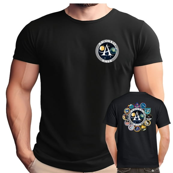 NASA Apollo Mission Logos Double Sided Adult T-Shirt-XL