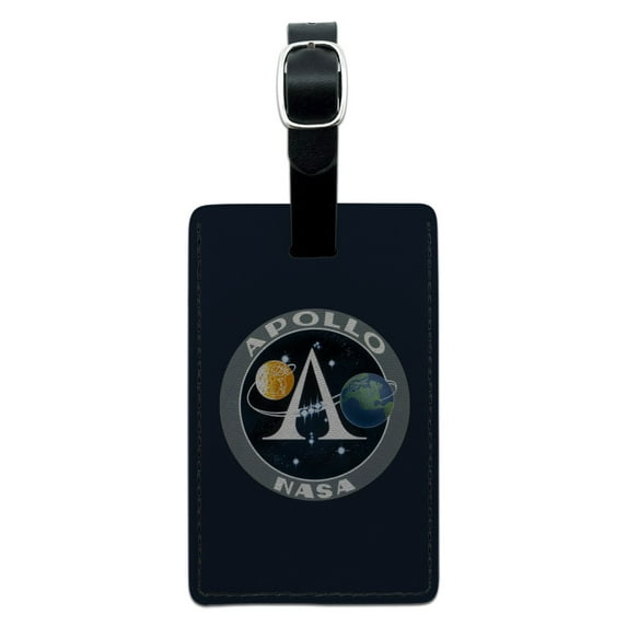 NASA Apollo Space Program Patch Rectangle Leather Luggage Card Suitcase Carry-On ID Tag
