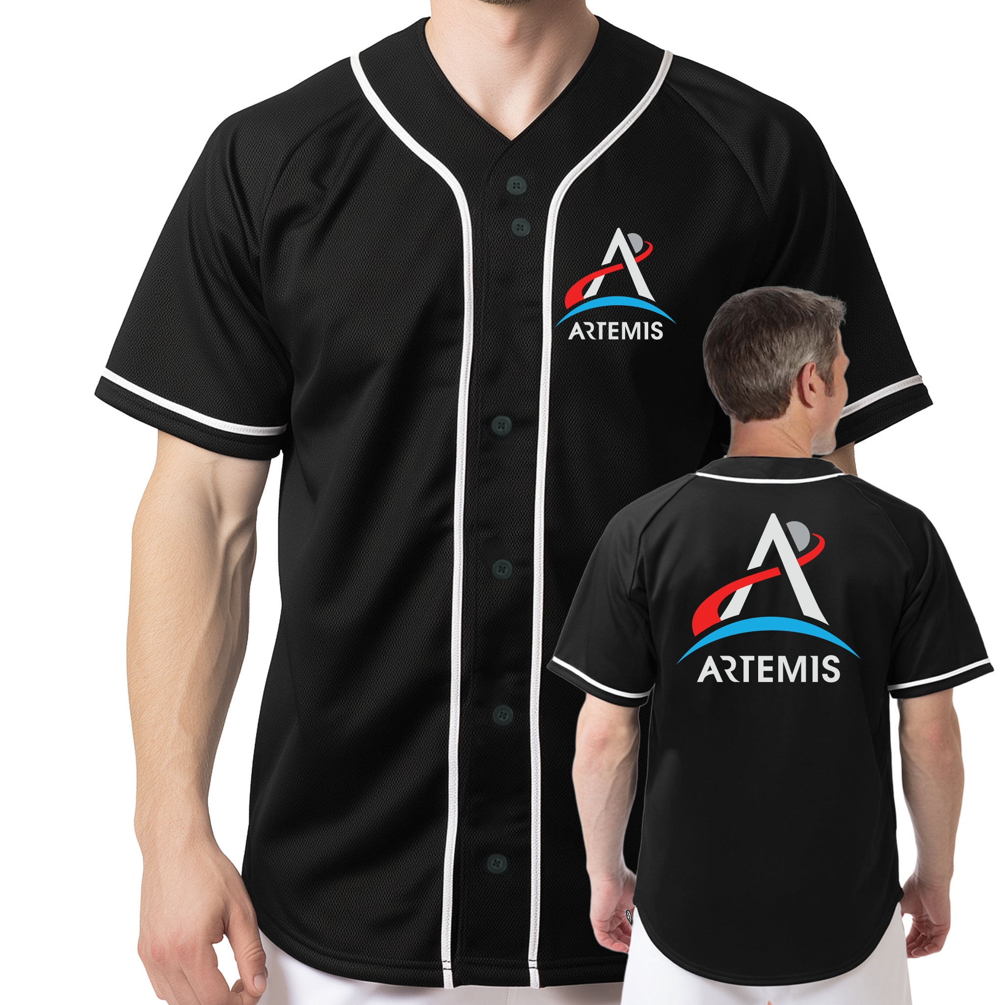NASA Artemis 2 Program Logo Diamond Full-Button Baseball Jersey-Large ...