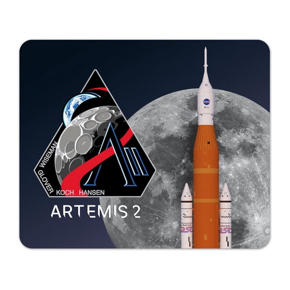 NASA Artemis 2 Rocket and Moon 1/8 Thick Mouse Pad