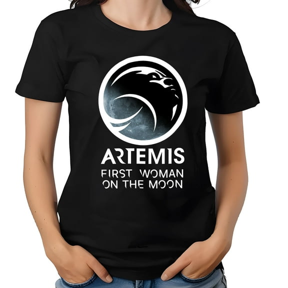 NASA Artemis First Woman On The Moon Unisex Black Shirt-Unisex 4XL
