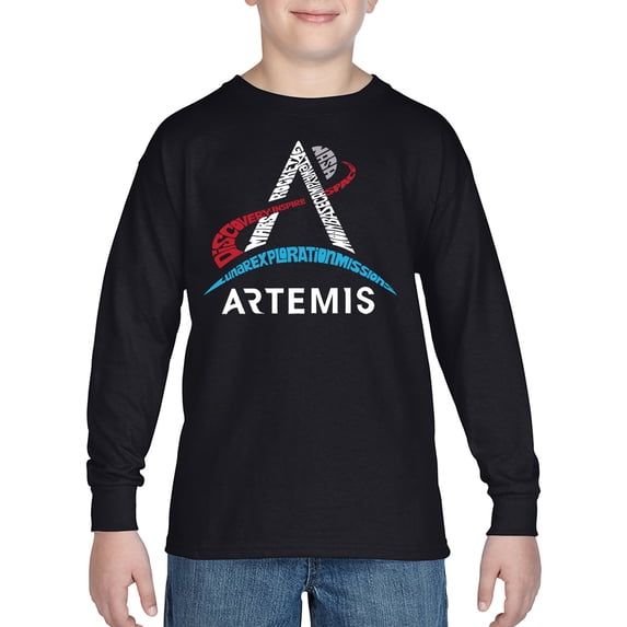 NASA Artemis Logo - Boy's Word Art Long Sleeve T-Shirt