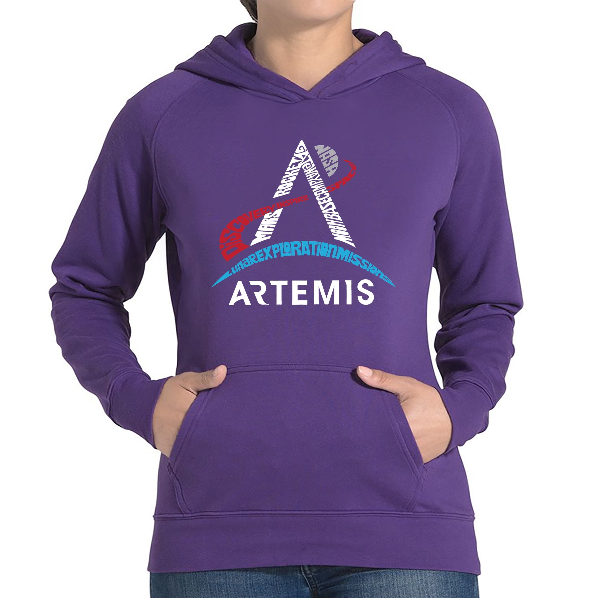 NASA Artemis Logo Women s Word Art Hooded Sweatshirt Walmart